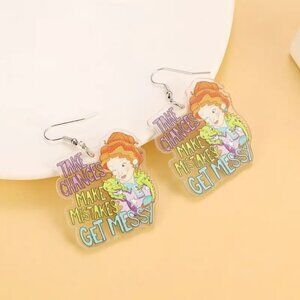 Boho Chic Cartoon Letter Girl Dangle Acrylic Geo Earrings